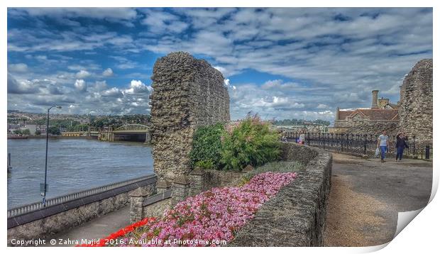 Castle Wall and Castle Gardens Historic Rochester Print by Zahra Majid