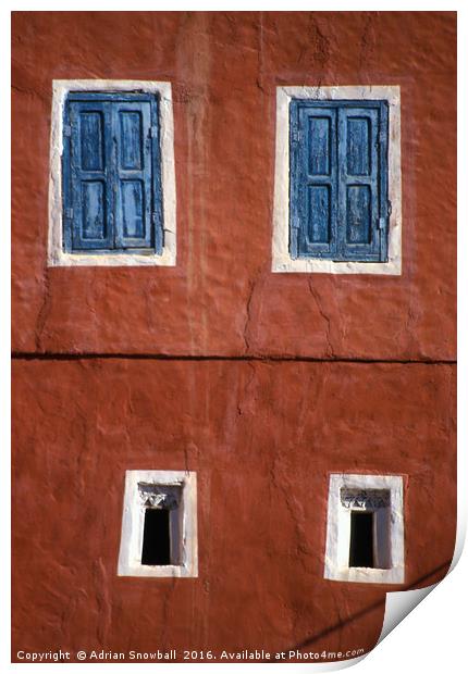 Moroccan wall and windows Print by Adrian Snowball