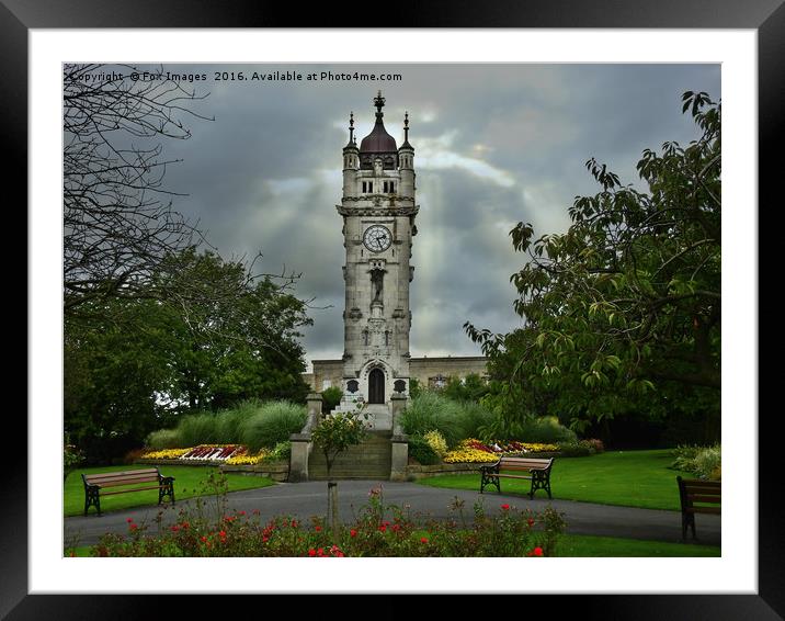 Whitehead clock tower Framed Mounted Print by Derrick Fox Lomax