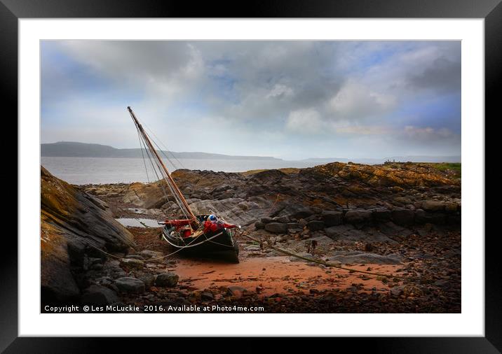 Majestic Sailboat at Portencross Harbour Framed Mounted Print by Les McLuckie