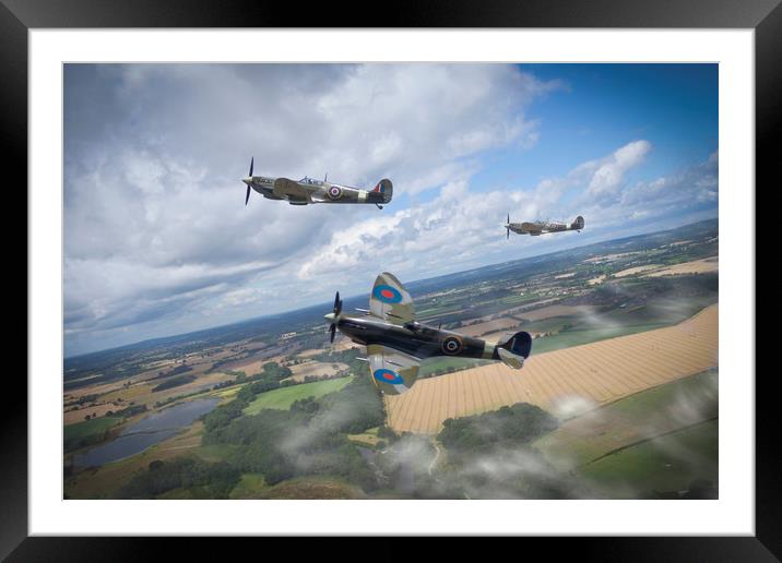Spitfires on patrol Framed Mounted Print by George Cairns