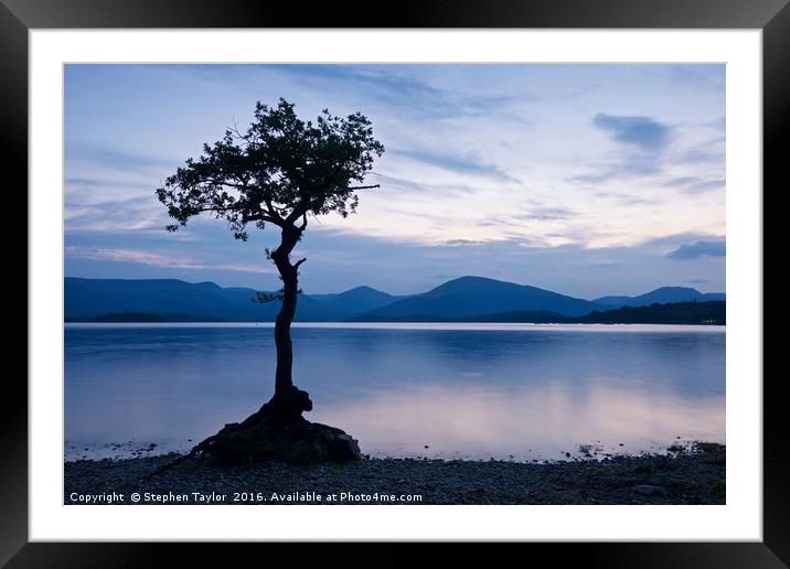 Milarrochy Bay at dusk Framed Mounted Print by Stephen Taylor