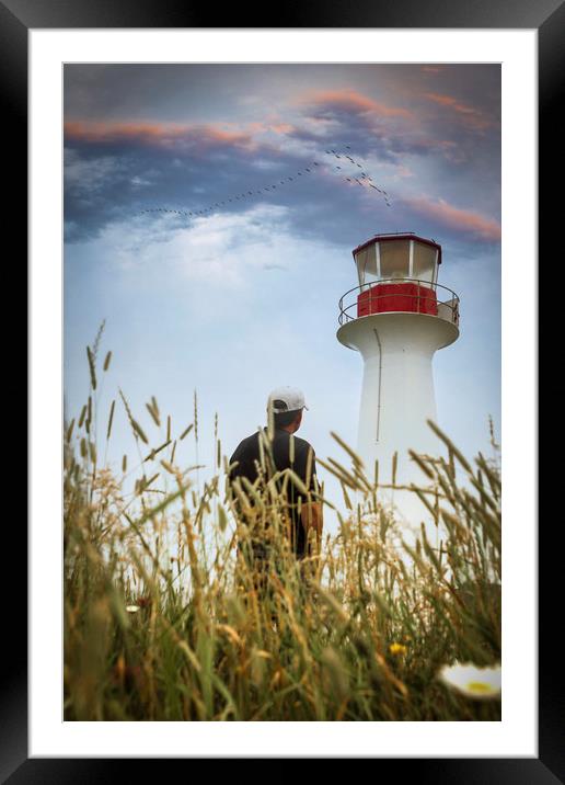Lighthouse sunset Framed Mounted Print by George Cairns