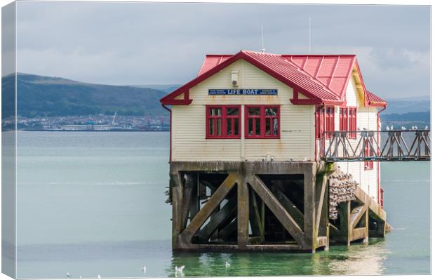 Mumbles Lifeboat House Canvas Print by Steve Purnell
