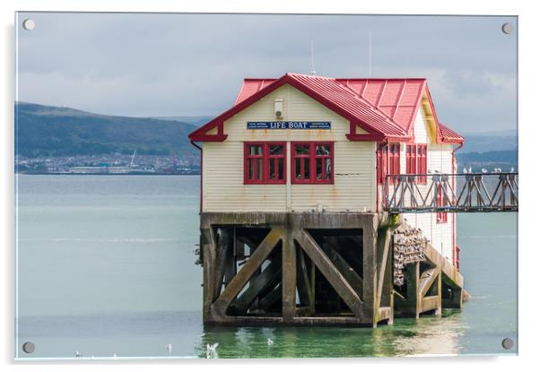 Mumbles Lifeboat House Acrylic by Steve Purnell