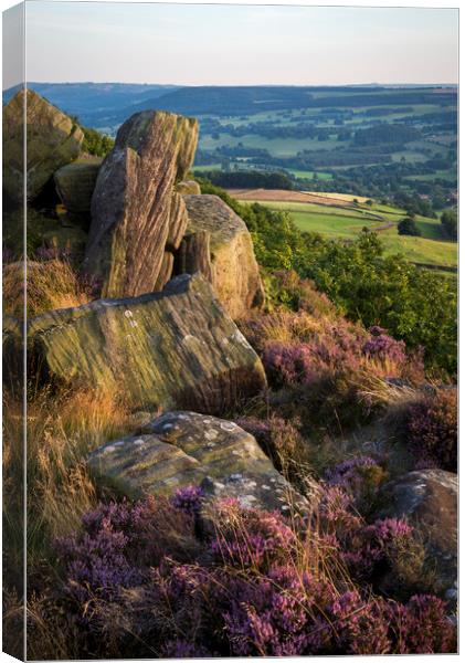 Summer colours on Baslow edge Canvas Print by Andrew Kearton