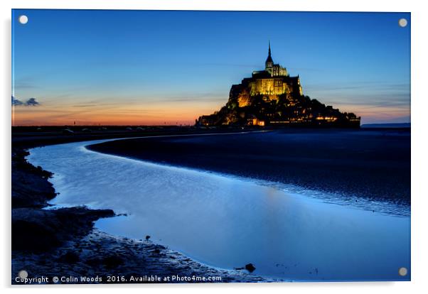 Last light on Mont St Michel Acrylic by Colin Woods