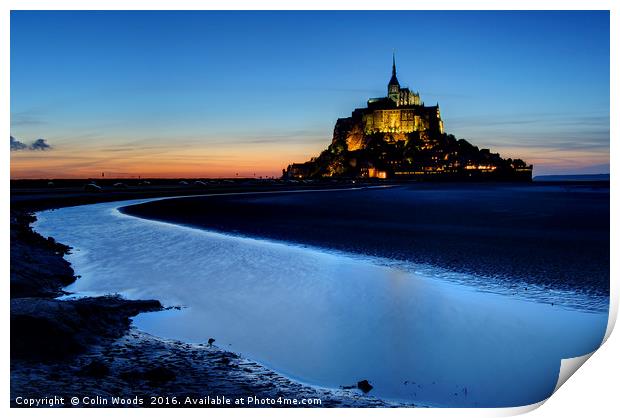 Last light on Mont St Michel Print by Colin Woods