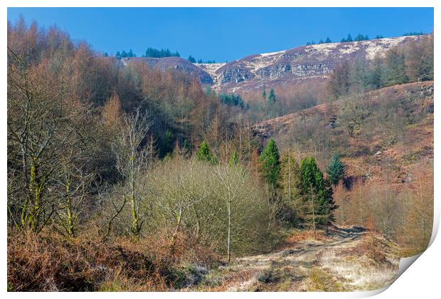 The Rocky Hills above Blaenrhondda Village Wales Print by Nick Jenkins