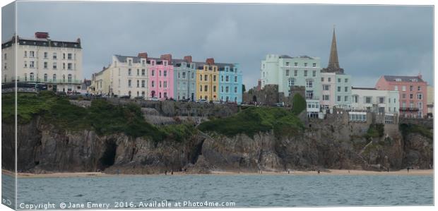 Tenby from the Sea Canvas Print by Jane Emery