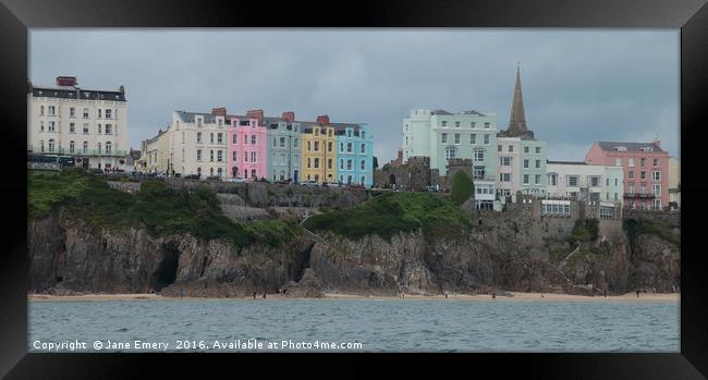 Tenby from the Sea Framed Print by Jane Emery