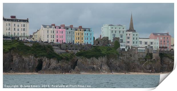 Tenby from the Sea Print by Jane Emery