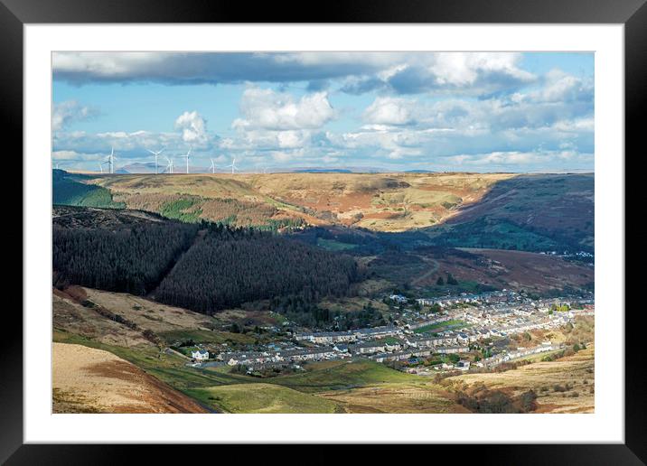 Looking Down on Cwmparc in the Rhondda Valley  Framed Mounted Print by Nick Jenkins