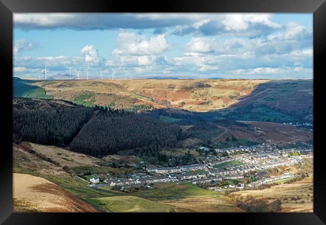 Looking Down on Cwmparc in the Rhondda Valley  Framed Print by Nick Jenkins