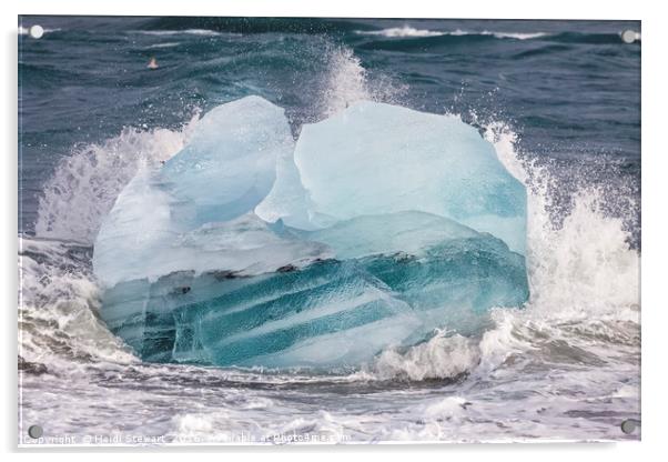 Iceberg on the Beach, Jokulsarlon, Iceland  Acrylic by Heidi Stewart