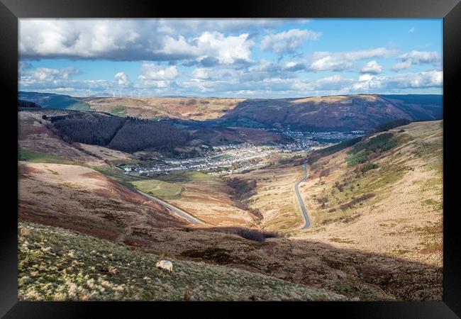 Cwmparc Rhondda Fawr Valley from the Bwlch Pass  Framed Print by Nick Jenkins