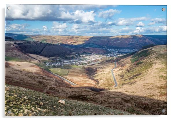 Cwmparc Rhondda Fawr Valley from the Bwlch Pass  Acrylic by Nick Jenkins