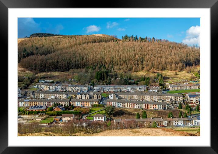 Looking Down onto Cwmparc in the Rhondda Framed Mounted Print by Nick Jenkins