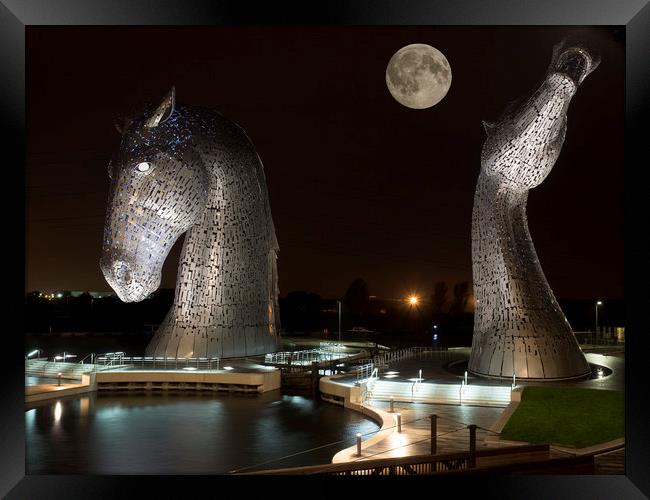 Full moon at the Kelpies. Framed Print by Tommy Dickson
