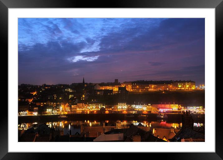 Whitby at dusk, North Yorkshire Framed Mounted Print by Chris Harris