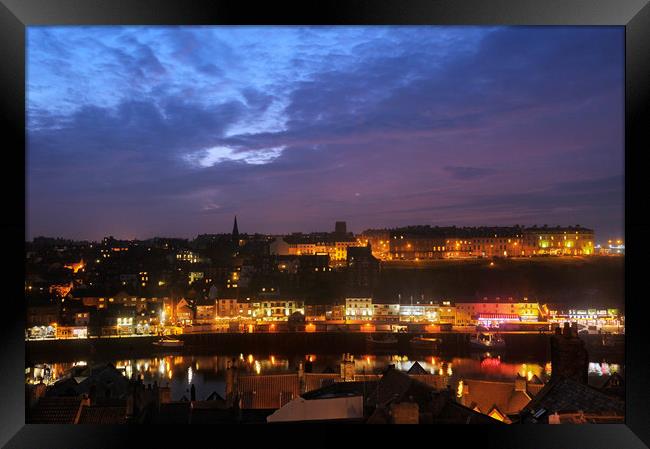 Whitby at dusk, North Yorkshire Framed Print by Chris Harris