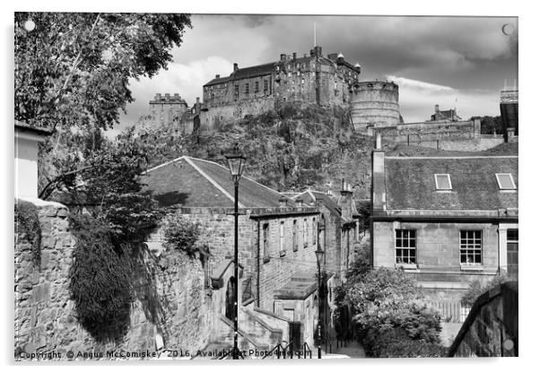 Edinburgh Castle from the Vennel Acrylic by Angus McComiskey