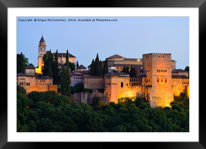 Alhambra Palace at dusk Framed Mounted Print by Angus McComiskey