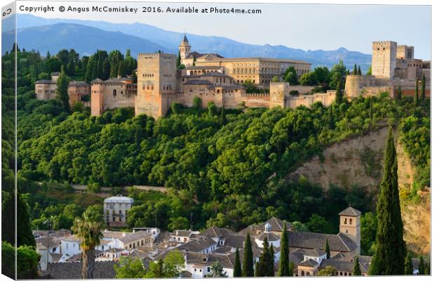 Alhambra Palace at daybreak Canvas Print by Angus McComiskey