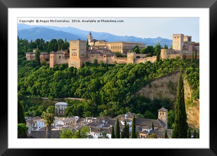 Alhambra Palace at daybreak Framed Mounted Print by Angus McComiskey