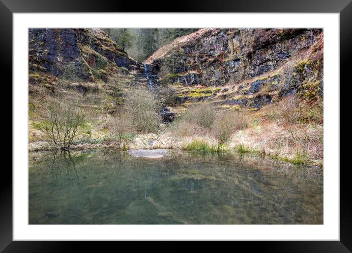 Pond and Waterfall above Clydach Vale Rhondda  Framed Mounted Print by Nick Jenkins