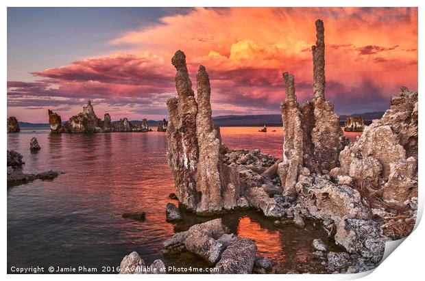 Beautiful view of the strange Tufa Towers of Mono  Print by Jamie Pham