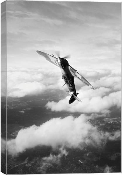 Spitfire Victory - Mono Canvas Print by J Biggadike