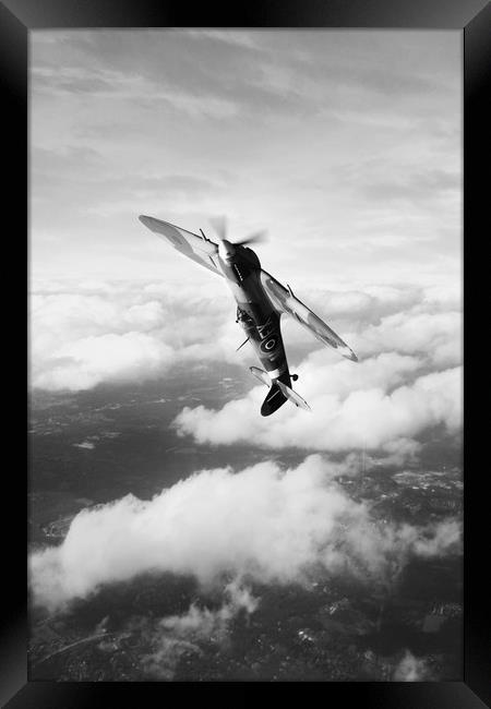 Spitfire Victory - Mono Framed Print by J Biggadike