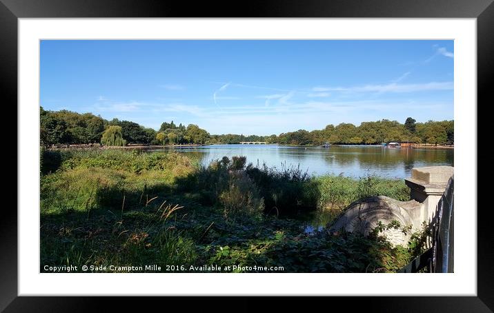 The serpentine, Hyde Park Framed Mounted Print by Sade Crampton Mille