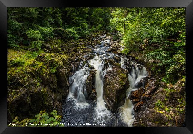 The Black Linn falls at the Hermitage in Perthshir Framed Print by George Robertson