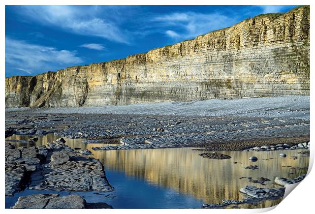 Nash Point Beach Cliffs Glamorgan Heritage Coast Print by Nick Jenkins