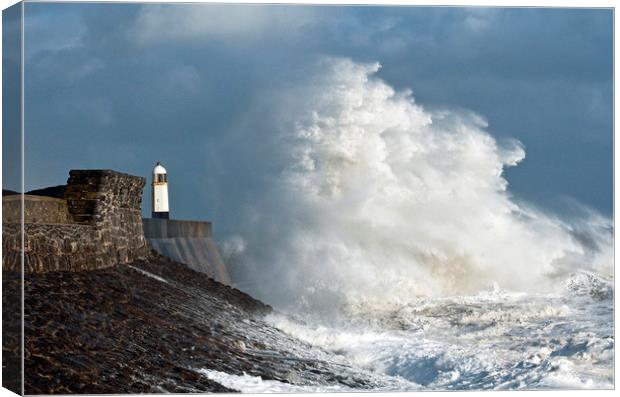 Rough Sea Big Waves Porthcawl Coast south Wales Canvas Print by Nick Jenkins