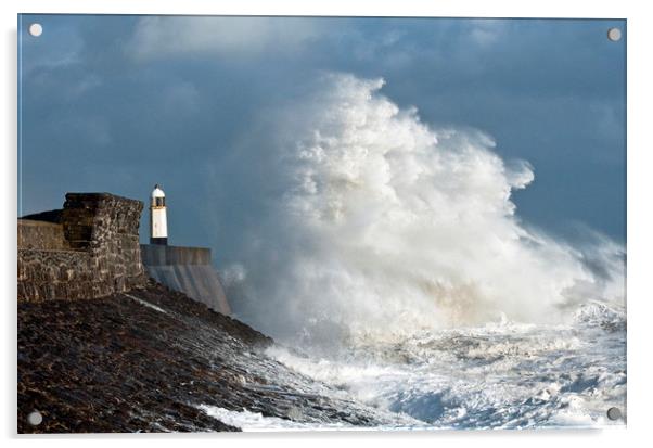 Rough Sea Big Waves Porthcawl Coast south Wales Acrylic by Nick Jenkins