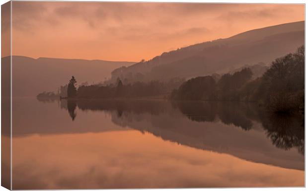 Talybont Reservoir under a sunset glow Brecon Beac Canvas Print by Nick Jenkins