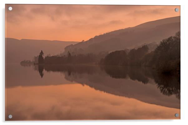 Talybont Reservoir under a sunset glow Brecon Beac Acrylic by Nick Jenkins