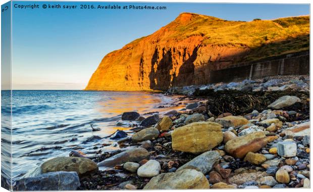 As the sun sets Skinningrove. Canvas Print by keith sayer