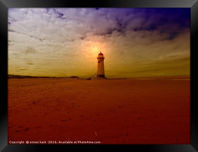 Point of Ayr Lighthouse Framed Print by simon alun hark