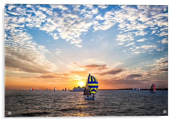 Spinnaker Sunset Acrylic by Wight Landscapes