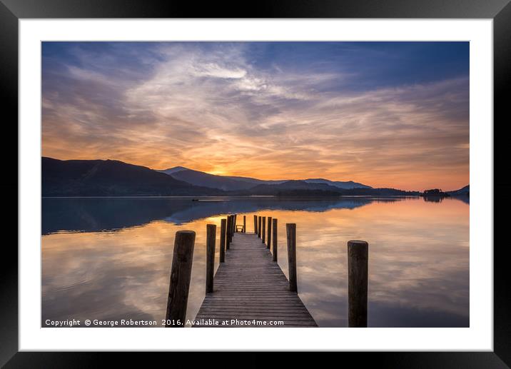 Sunset Derwent Water Framed Mounted Print by George Robertson