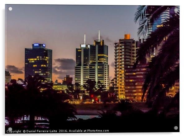 Montevideo Cityscape Scene at Twilight Acrylic by Daniel Ferreira-Leite