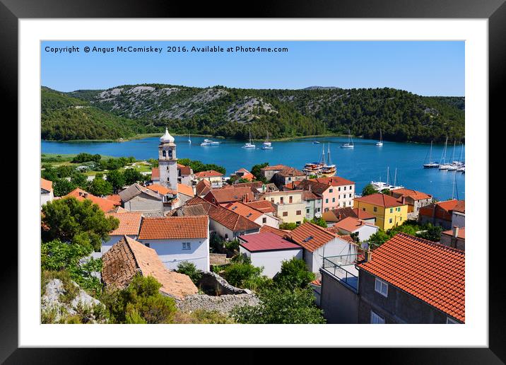 Red tiled rooftops of Skradin Framed Mounted Print by Angus McComiskey