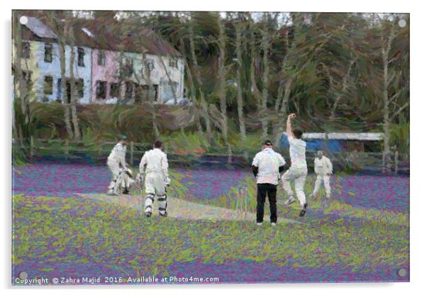 England Club Cricket Painterly Sight Acrylic by Zahra Majid