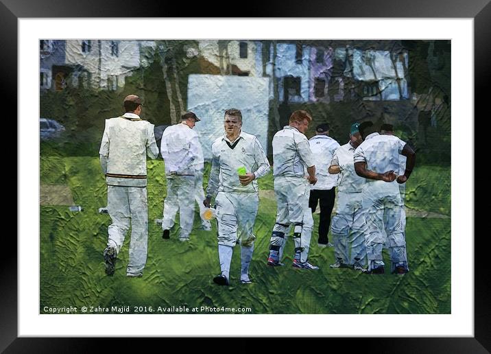 Club Cricket Tea Break Framed Mounted Print by Zahra Majid