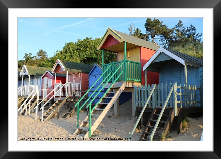 Beach Huts at Wells-Next-The-Sea, Norfolk Framed Mounted Print by Judy Newstead-Howard