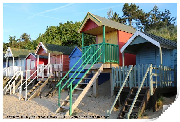 Beach Huts at Wells-Next-The-Sea, Norfolk Print by Judy Newstead-Howard
